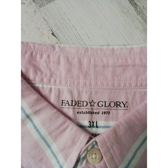 Men's New Old Stock Faded Glory Pink Button Up  3XL New  Short Sleeve - Picture 11 of 11